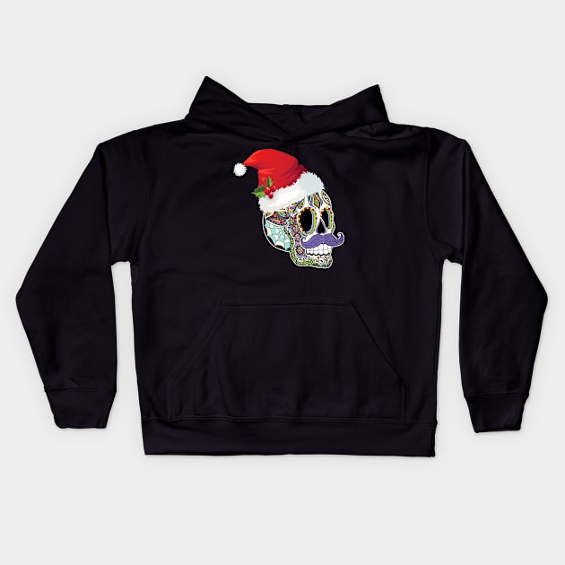 Day Of The Dead Christmas Santa Hat Sugar Skull Party Kids Hoodie by mazurprop